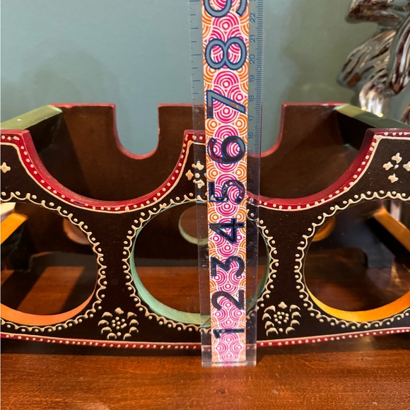 Hand painted Scandinavian wood wine bottle rack food storage kitchen home decor - Picture 5 of 6